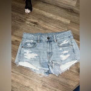 American Eagle Outfitters Light Blue Ripped Jean Shorts Vintage